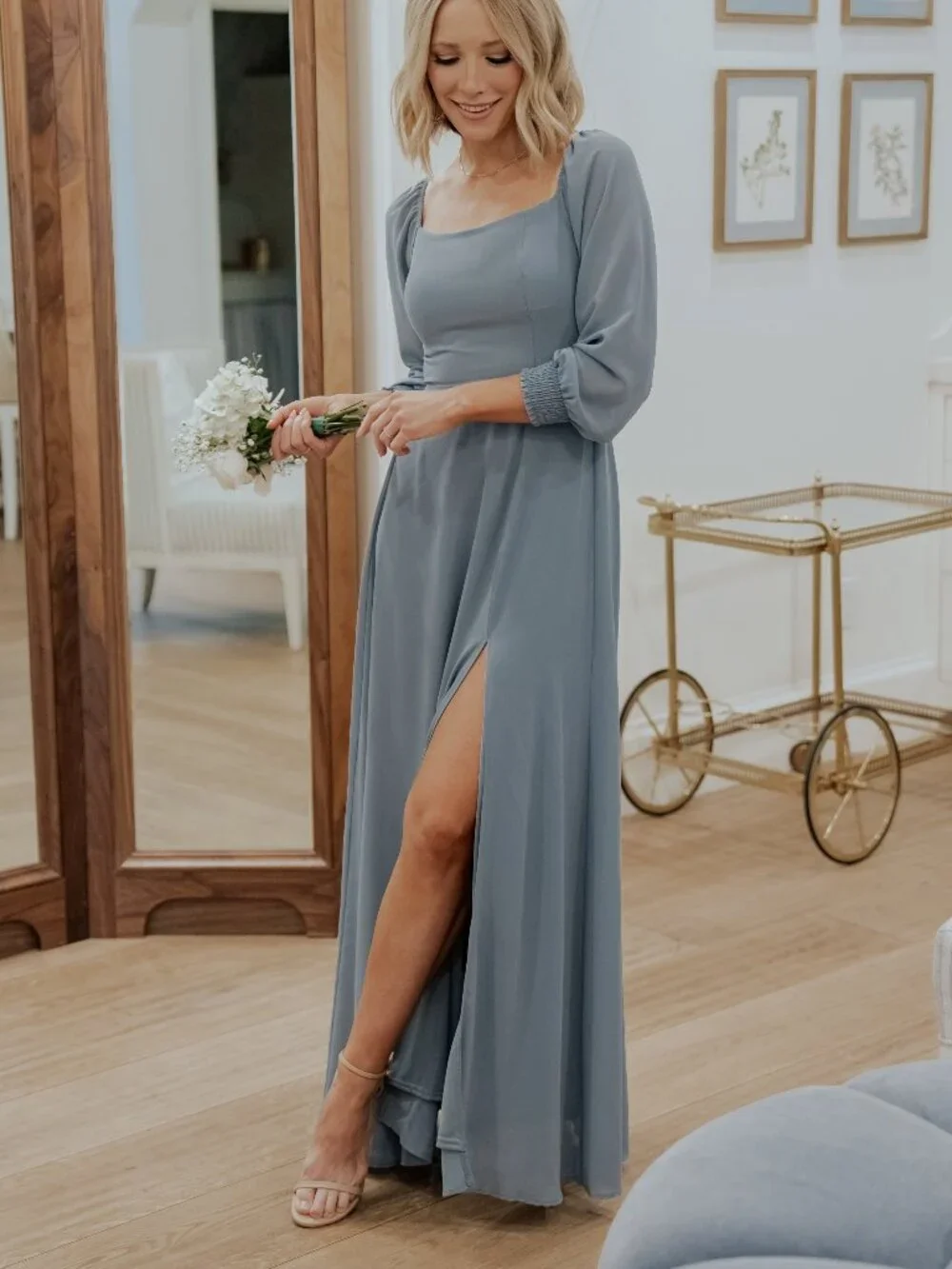 Baltic Born Giselle Maxi Dress | Dusty Blue Size LL (NEW IN BAG)